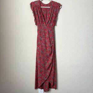 Reformation Boho Floral Print Flirty Wrap Maxi Dress